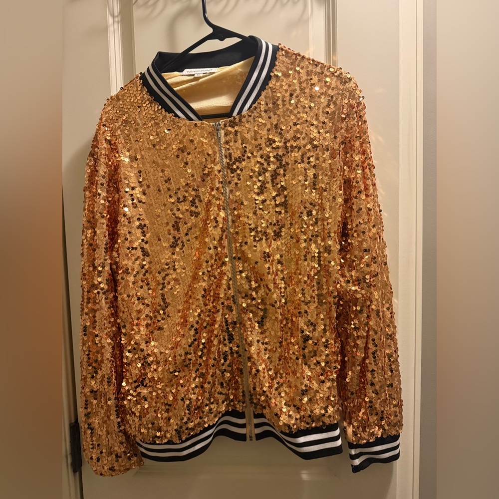 Sequin Gold Bomber Jacket